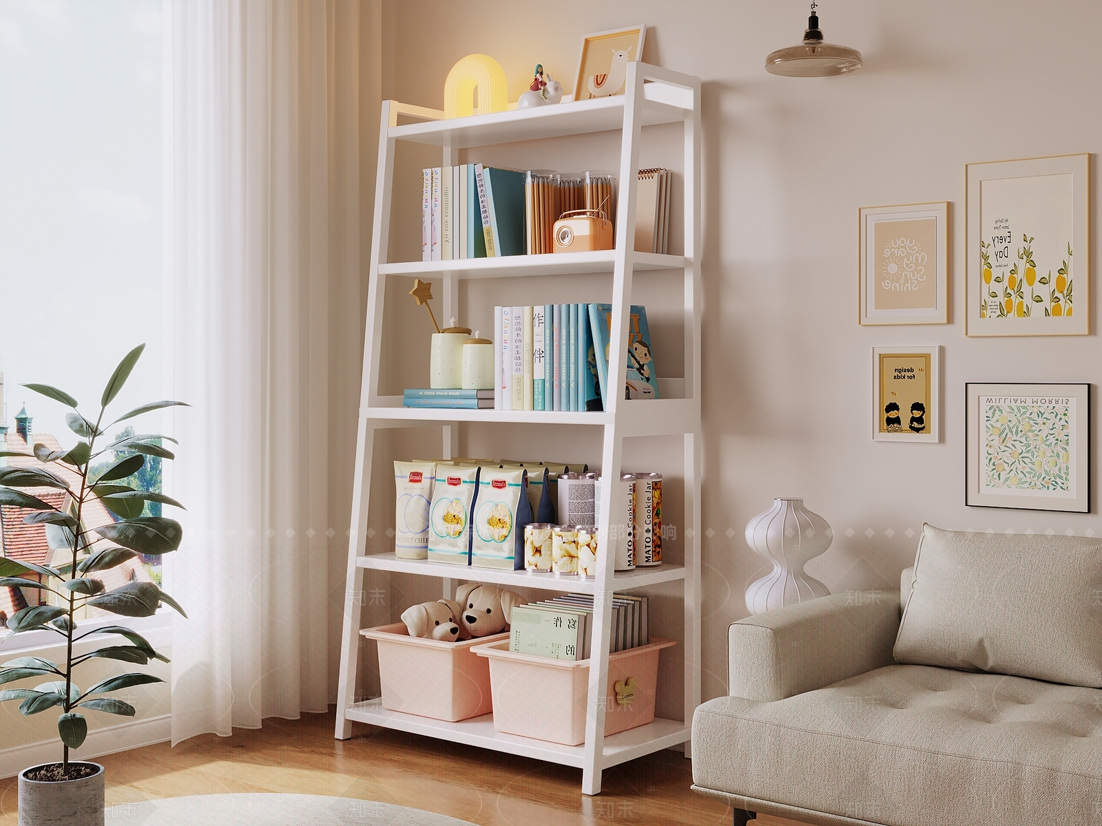 北欧奶油置物架3D模型下载【ID:1205727053】