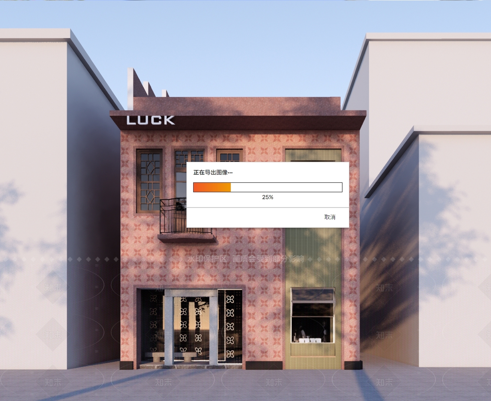 现代复古餐饮建筑SU模型下载【ID:1205850040】