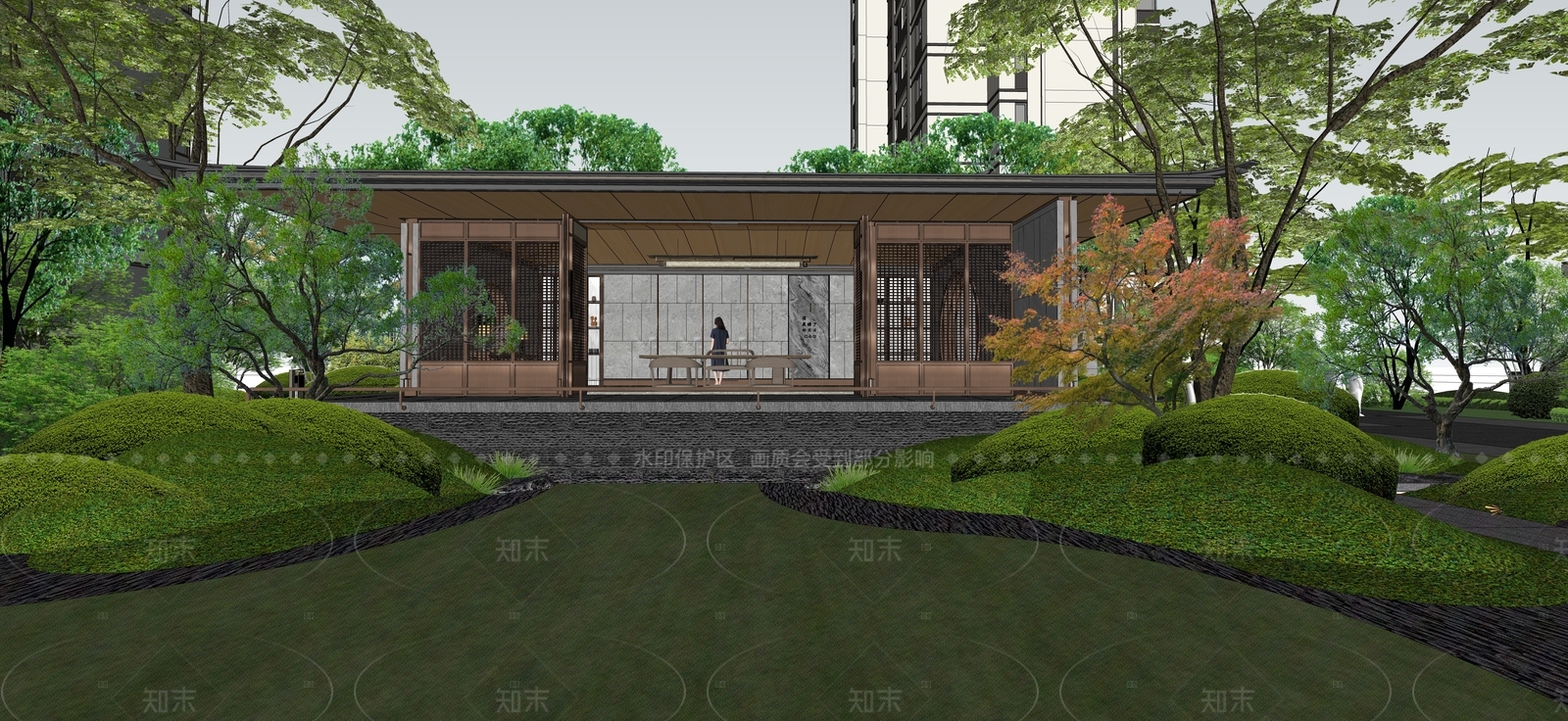 禅意新中式亭子SU模型下载【ID:1205727923】