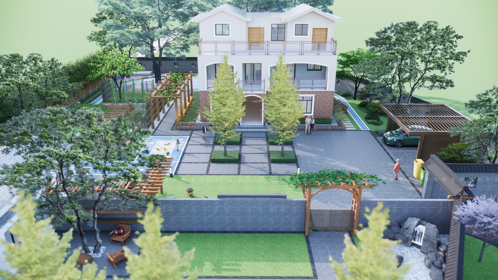 现代乡村庭院SU模型下载【ID:1205728674】