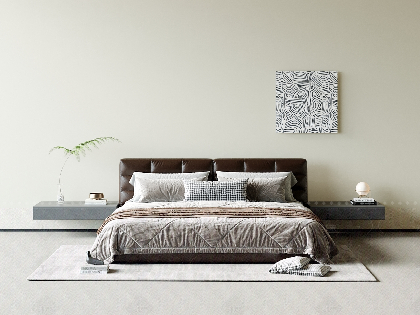 现代简约双人床3D模型下载【ID:1205738040】