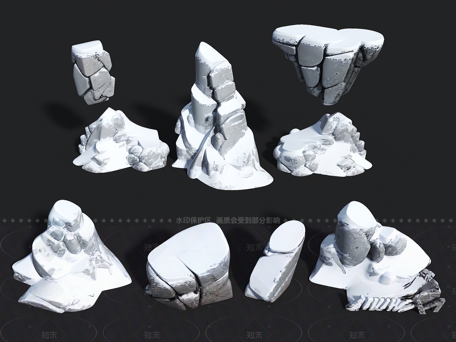 现代新中式石头3D模型下载【ID:1205896526】