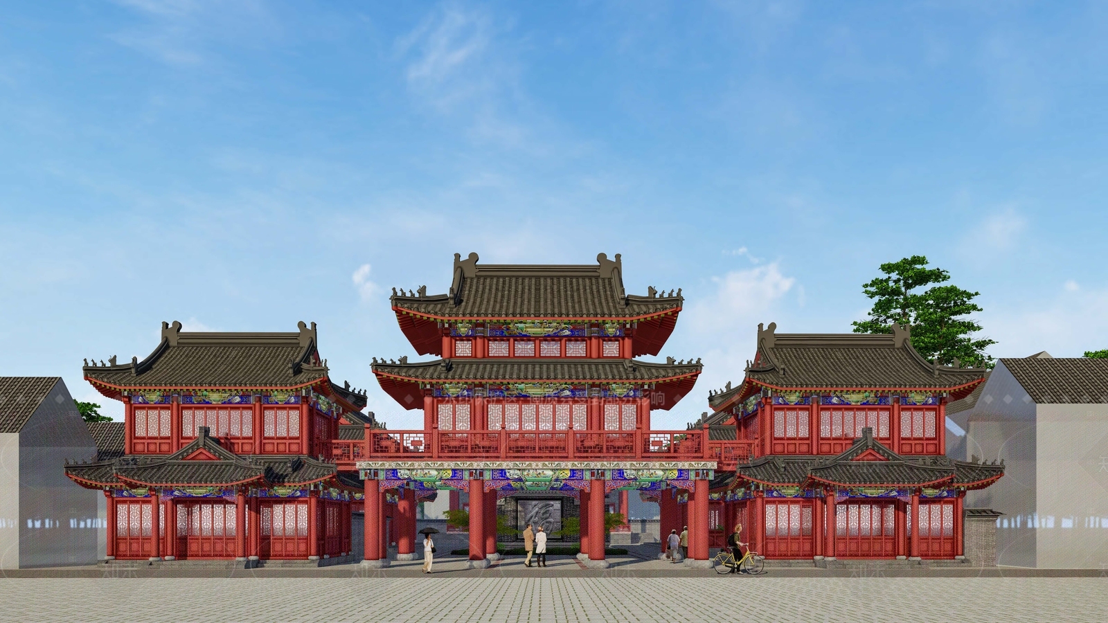 中式古建筑SU模型下载【ID:1205747661】
