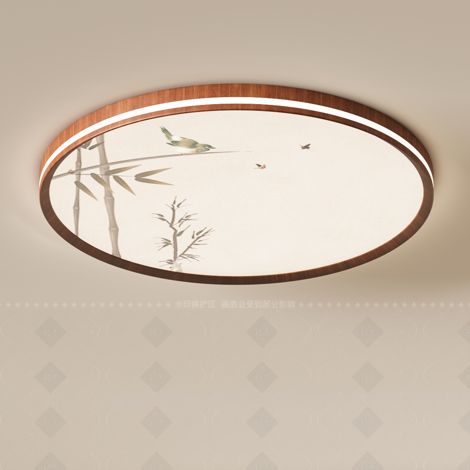 新中式中古卧室吸顶灯3D模型下载【ID:1205748406】