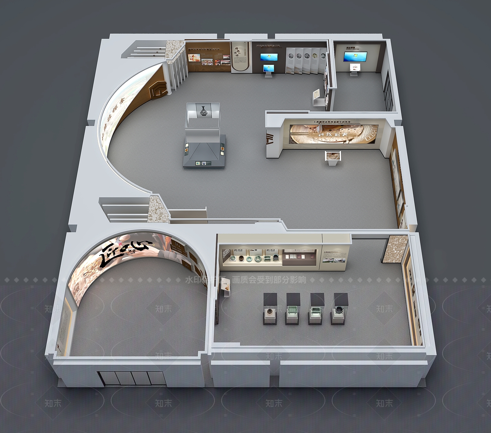 新中式历史展厅3D模型下载【ID:1205749524】