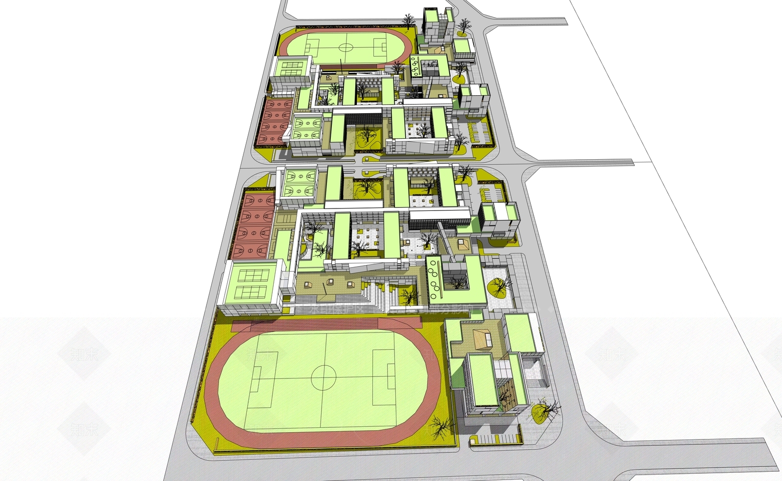 现代学校建筑SU模型下载【ID:1205750159】