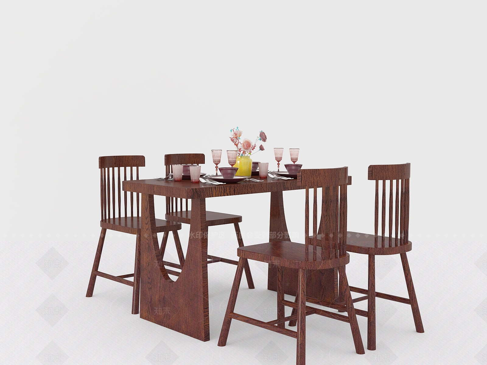 现代餐桌椅3D模型下载【ID:1205750382】