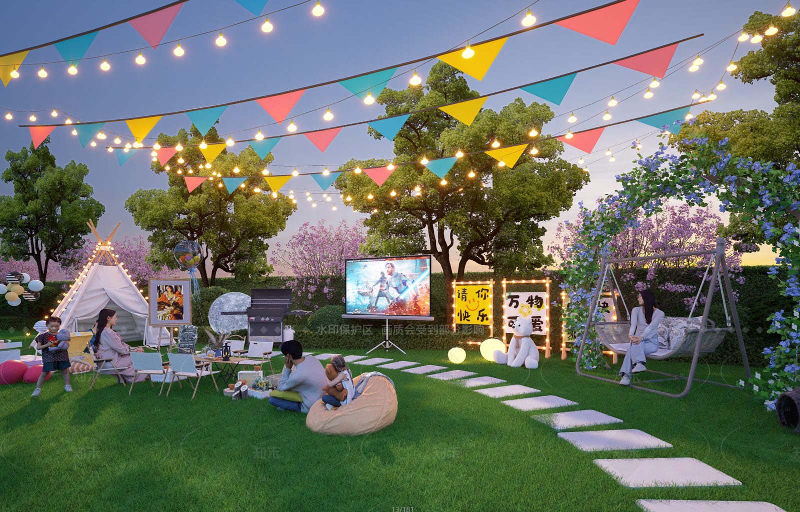 现代别墅庭院SU模型下载【ID:1205751459】