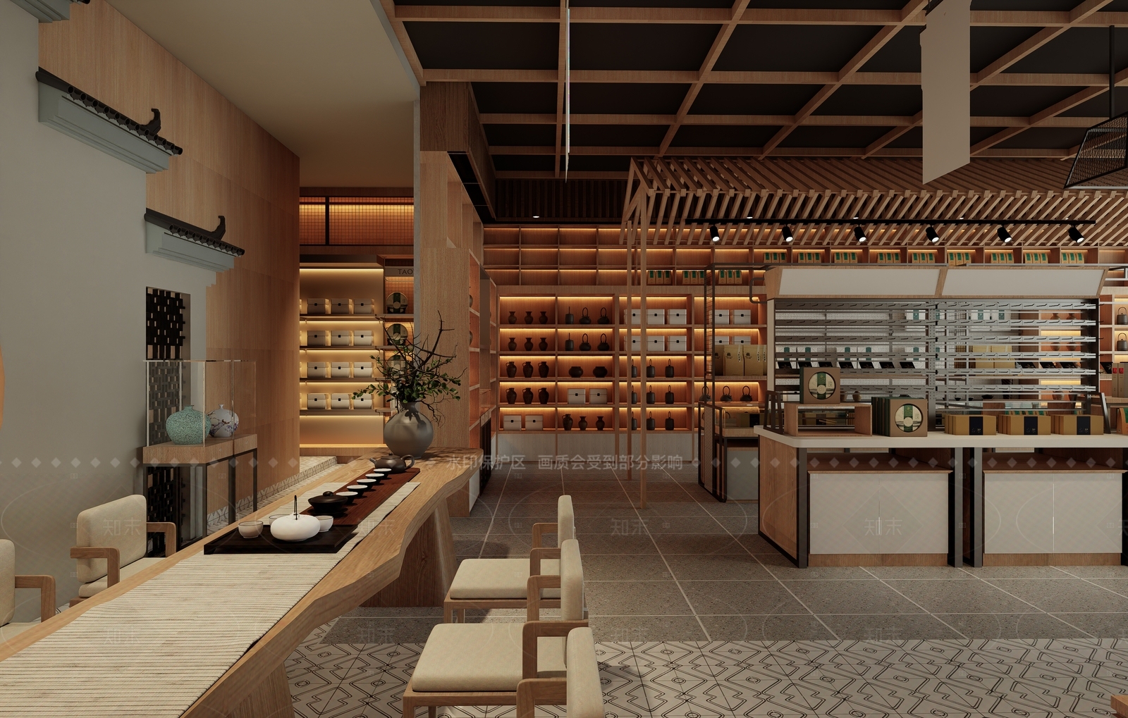 新中式茶叶店SU模型草图