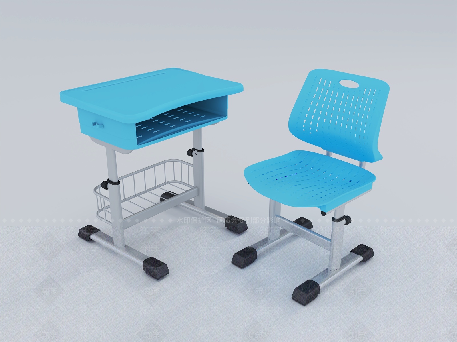 现代中小学生课桌椅3D模型下载【ID:1205752424】