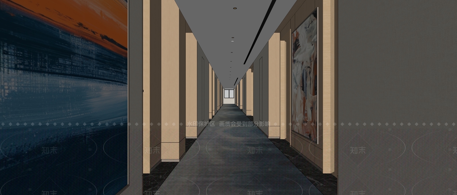 现代酒店走廊SU模型下载【ID:1205752560】