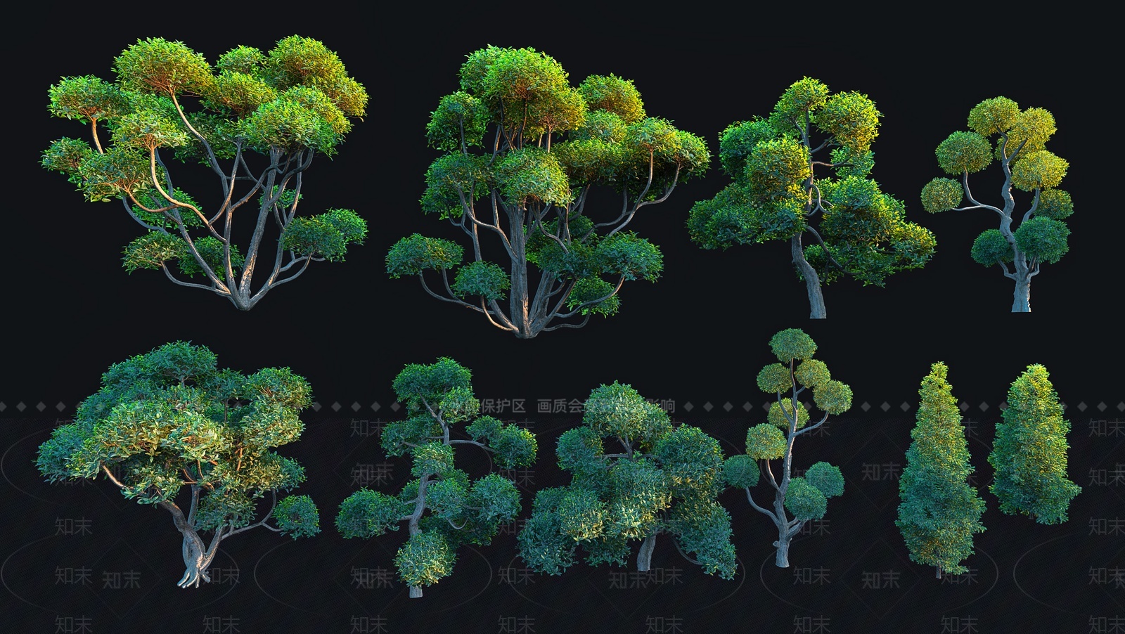 现代球形树木下载3D模型下载【ID:1205752938】