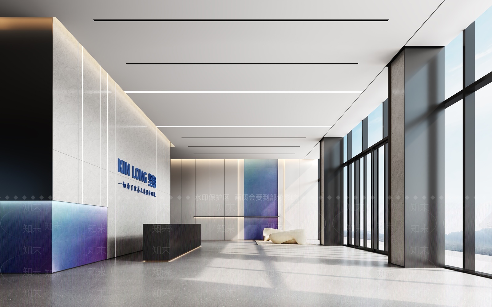 现代写字楼接待大堂3D模型下载【ID:1205753050】