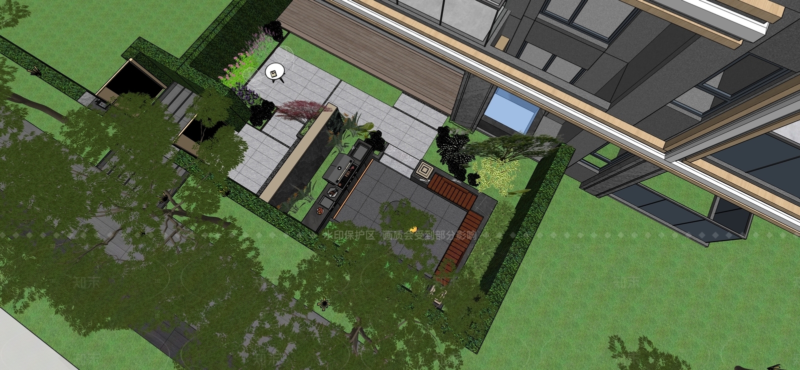 现代别墅庭院SU模型下载【ID:1205756784】