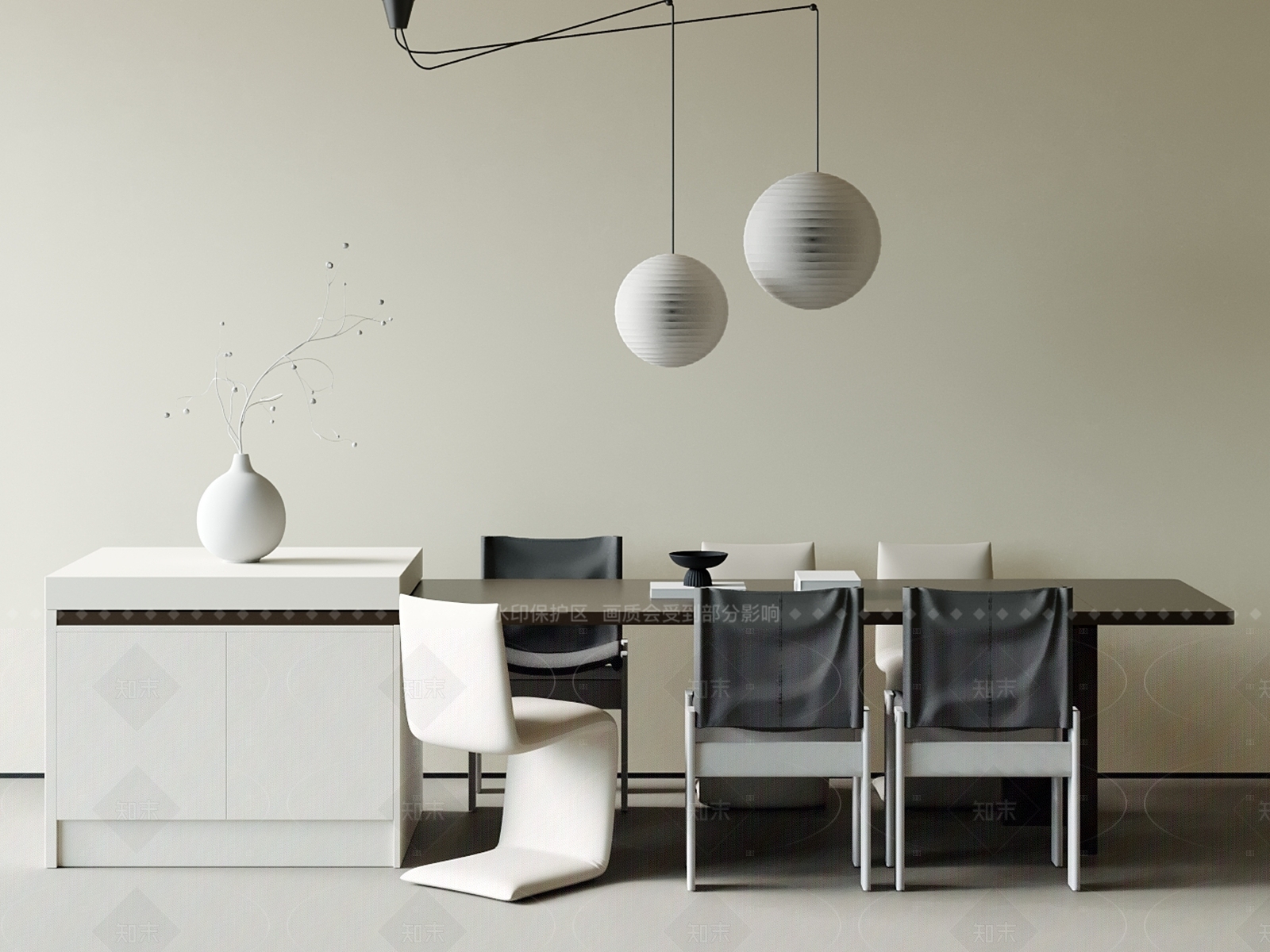 现代简约餐桌椅3D模型下载【ID:1205762960】