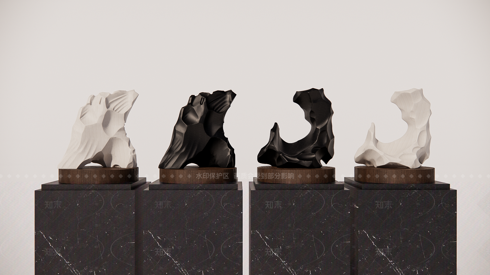 现代侘寂雕塑摆件SU模型下载【ID:1205763138】