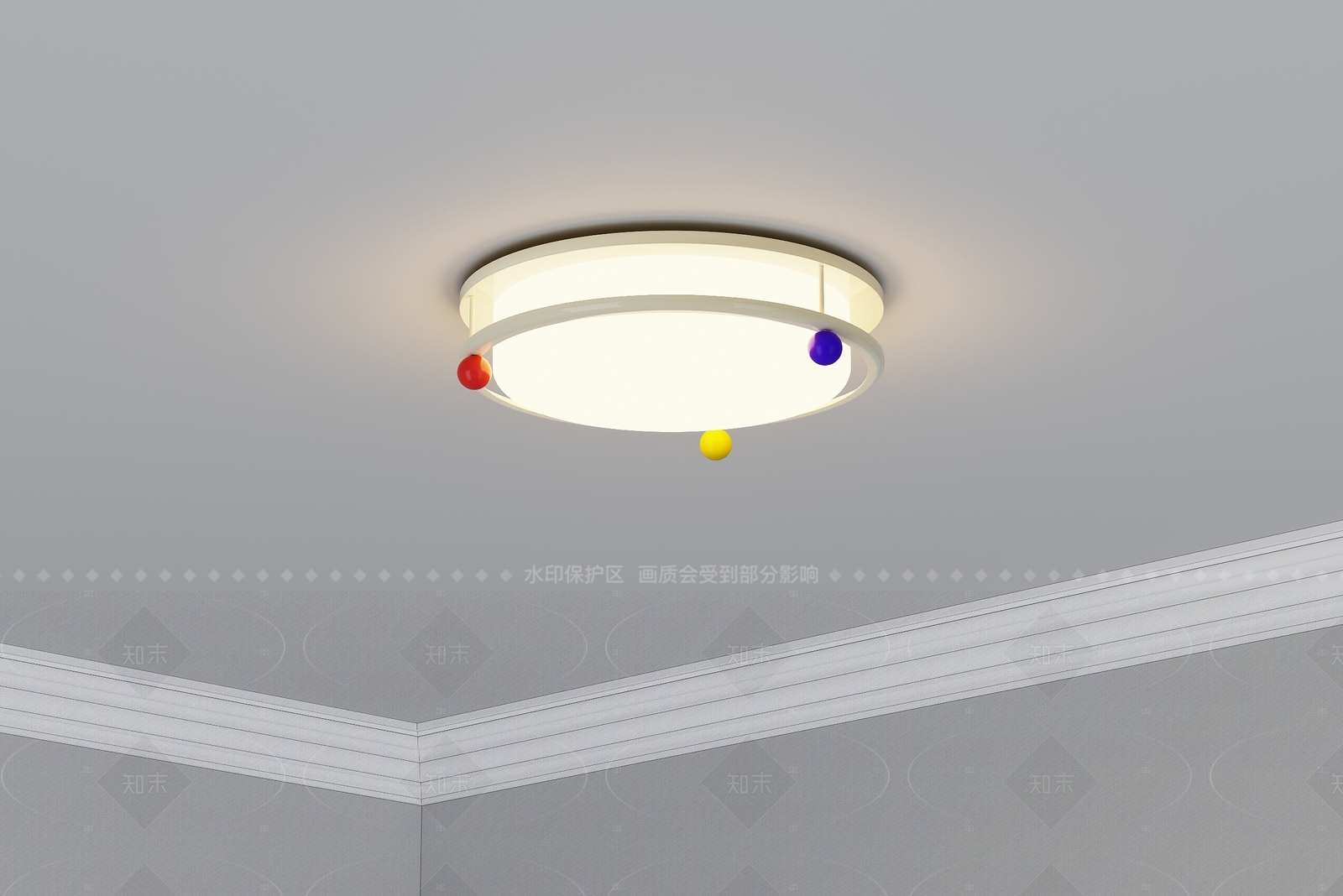 现代奶油吸顶灯3D模型下载【ID:1205763282】