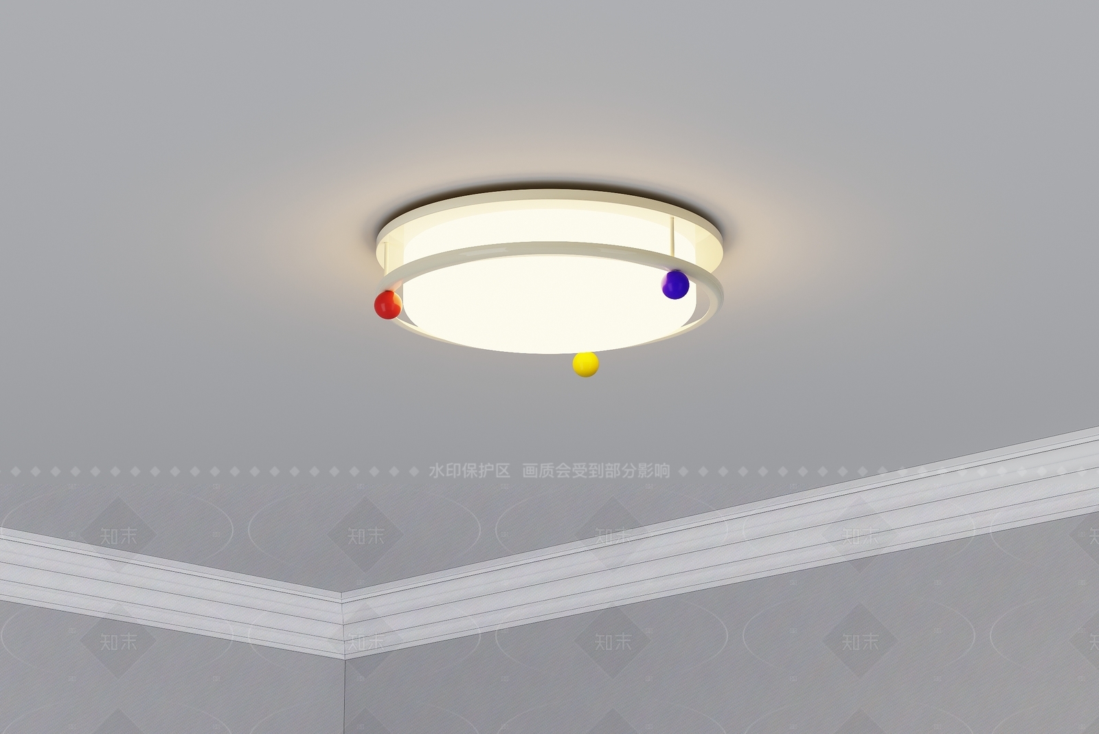 现代奶油吸顶灯SU模型下载【ID:1205763276】