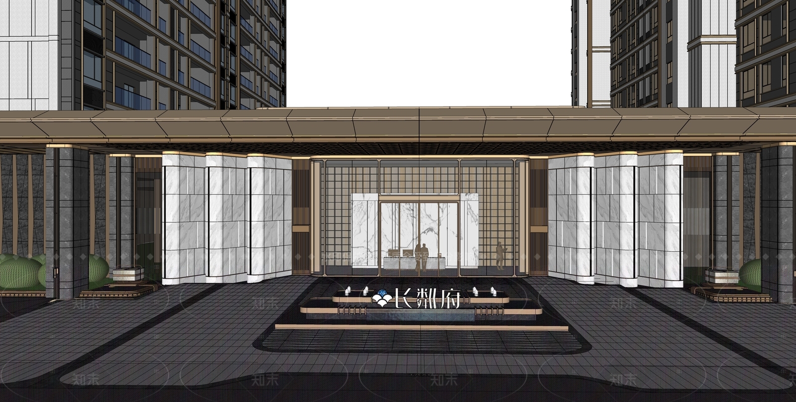 现代轻奢入口大门SU模型下载【ID:1205763504】