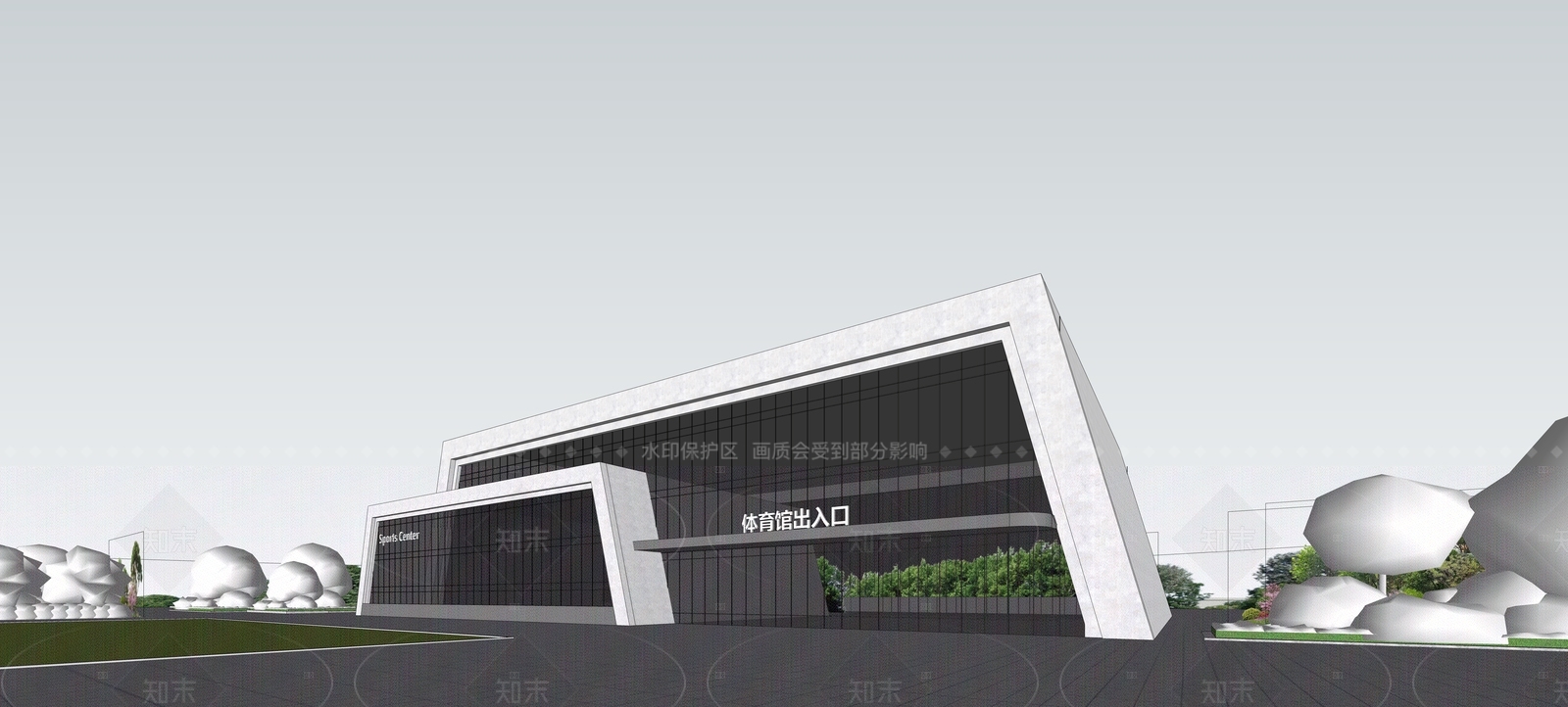 现代简约商务中心SU模型下载【ID:1205763661】