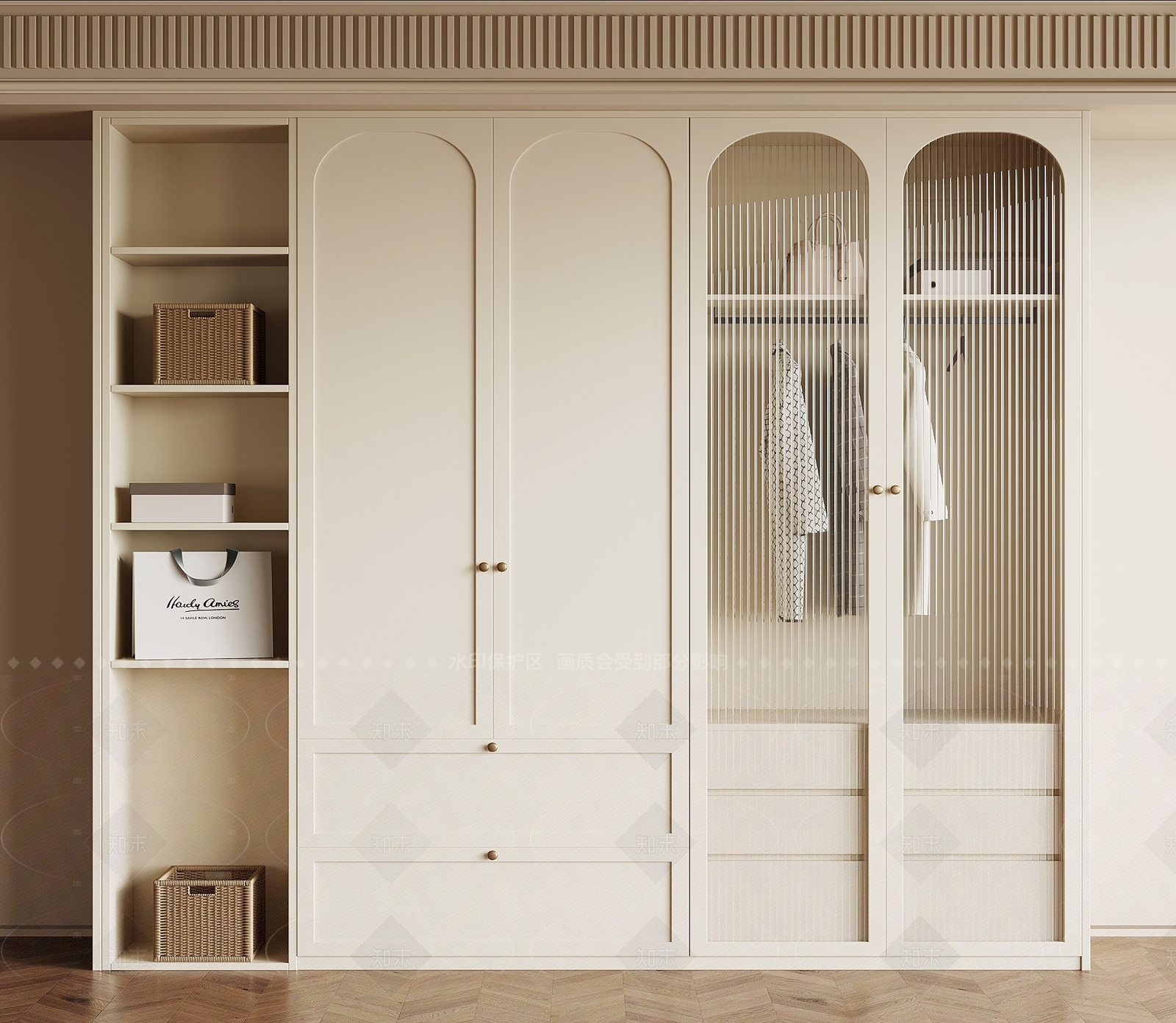 法式奶油衣柜3D模型下载【ID:1205764975】