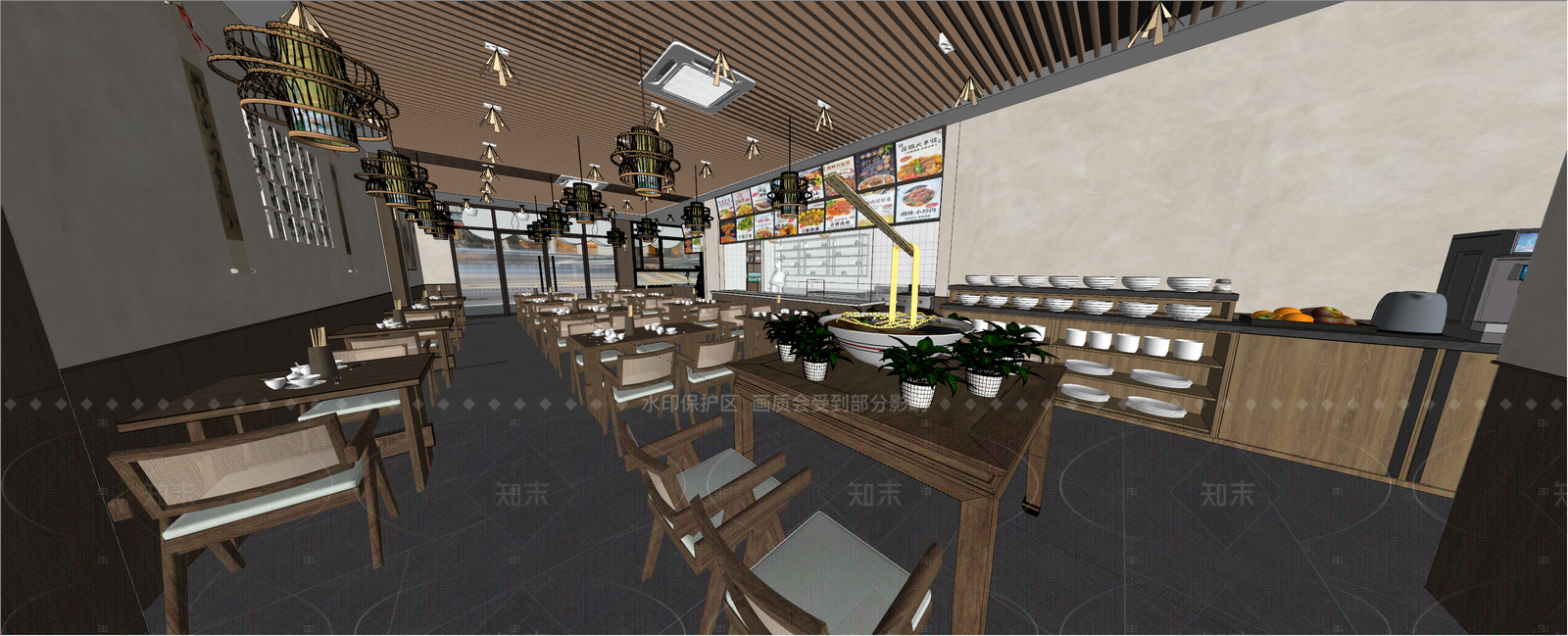 新中式面馆SU模型下载【ID:1205765816】