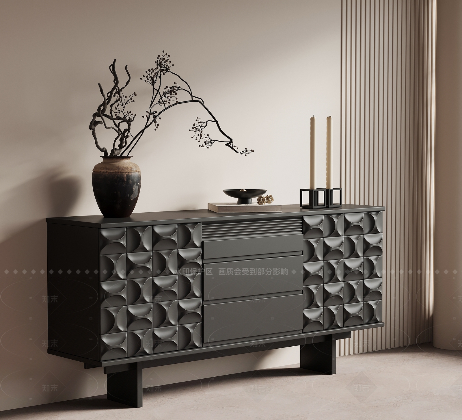法式复古玄关柜3D模型下载【ID:1205766295】