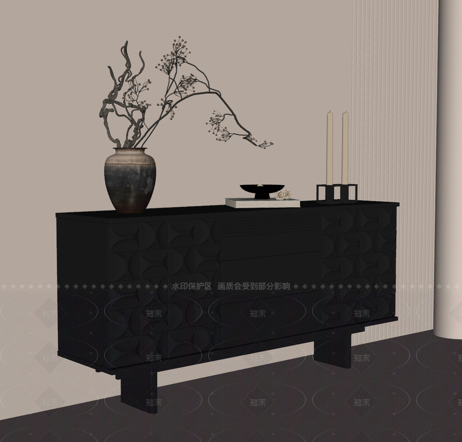 法式复古玄关柜SU模型下载【ID:1205766333】