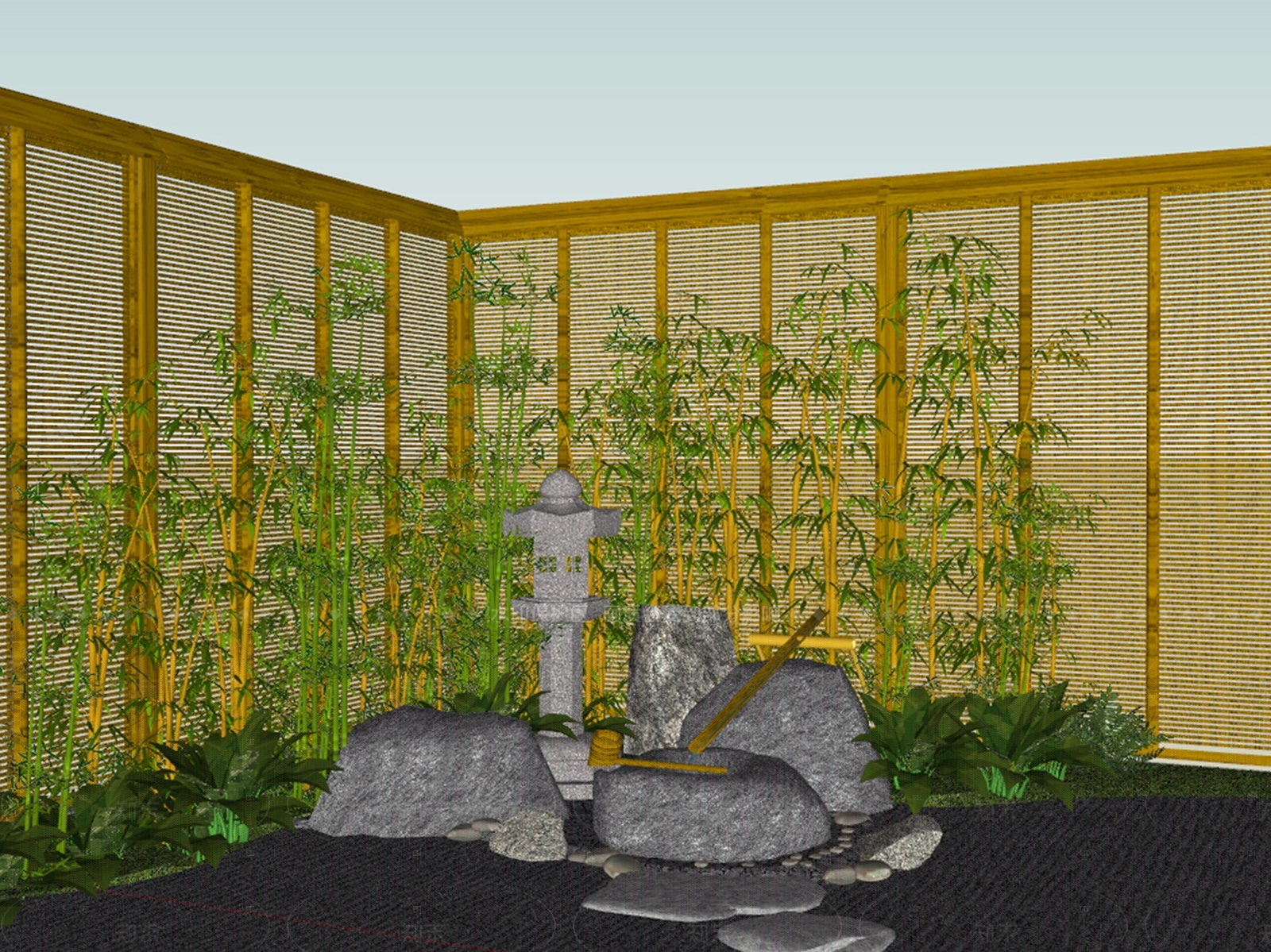中式日式景观围栏SU模型下载【ID:1205767271】