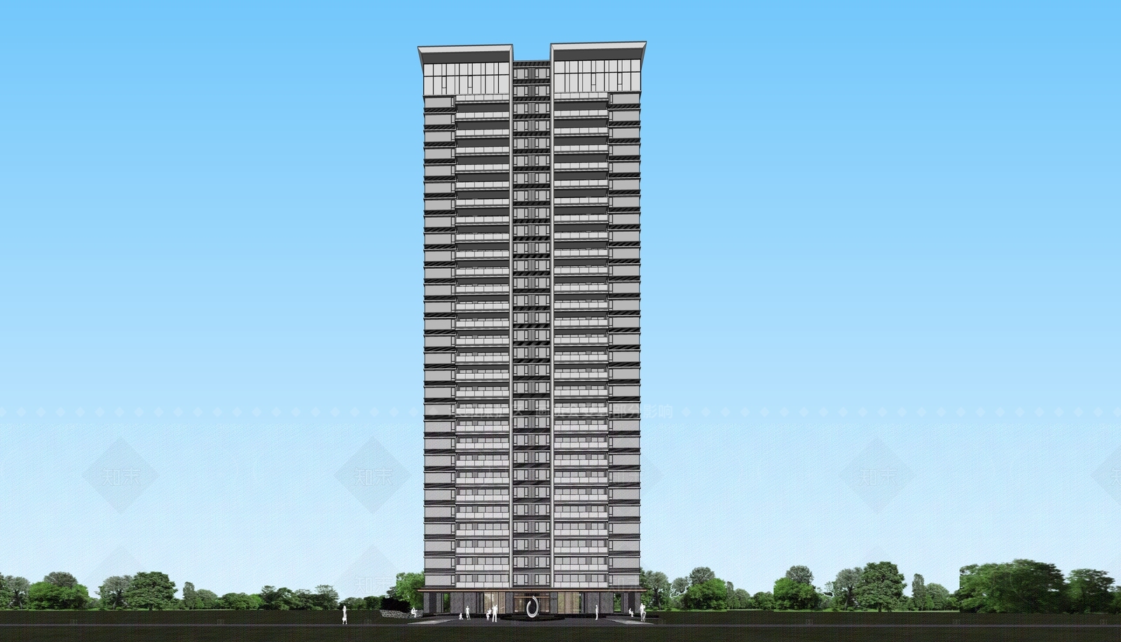 现代高层住宅SU模型下载【ID:1205767886】