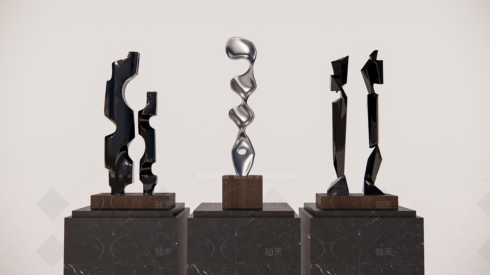 现代简约雕塑摆件SU模型下载【ID:1205768011】