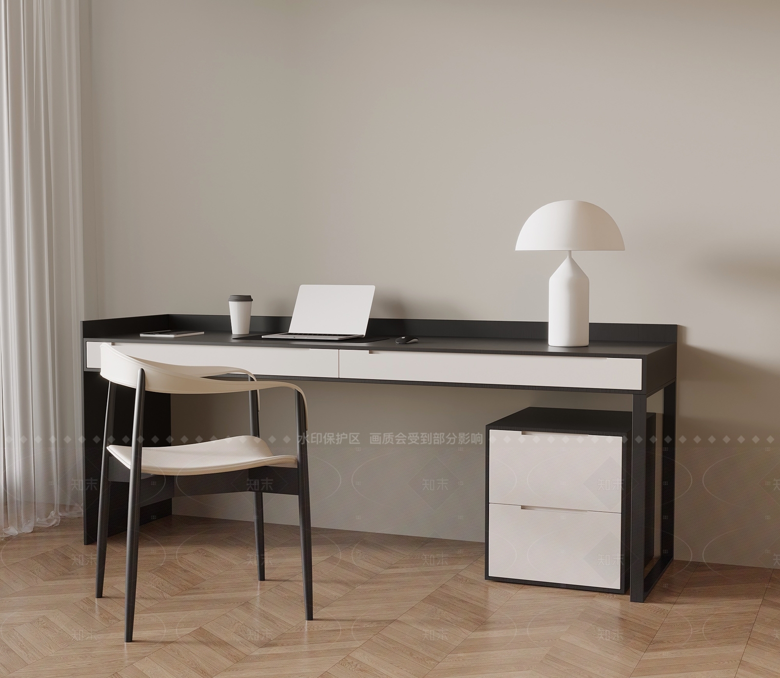 现代意式书桌椅3D模型下载【ID:1205768232】