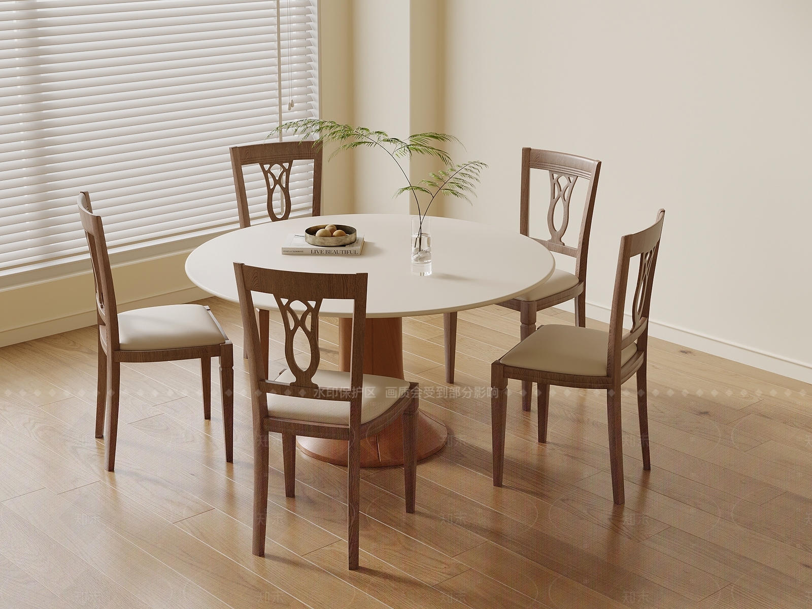 侘寂中古餐桌椅SU模型下载【ID:1205768941】