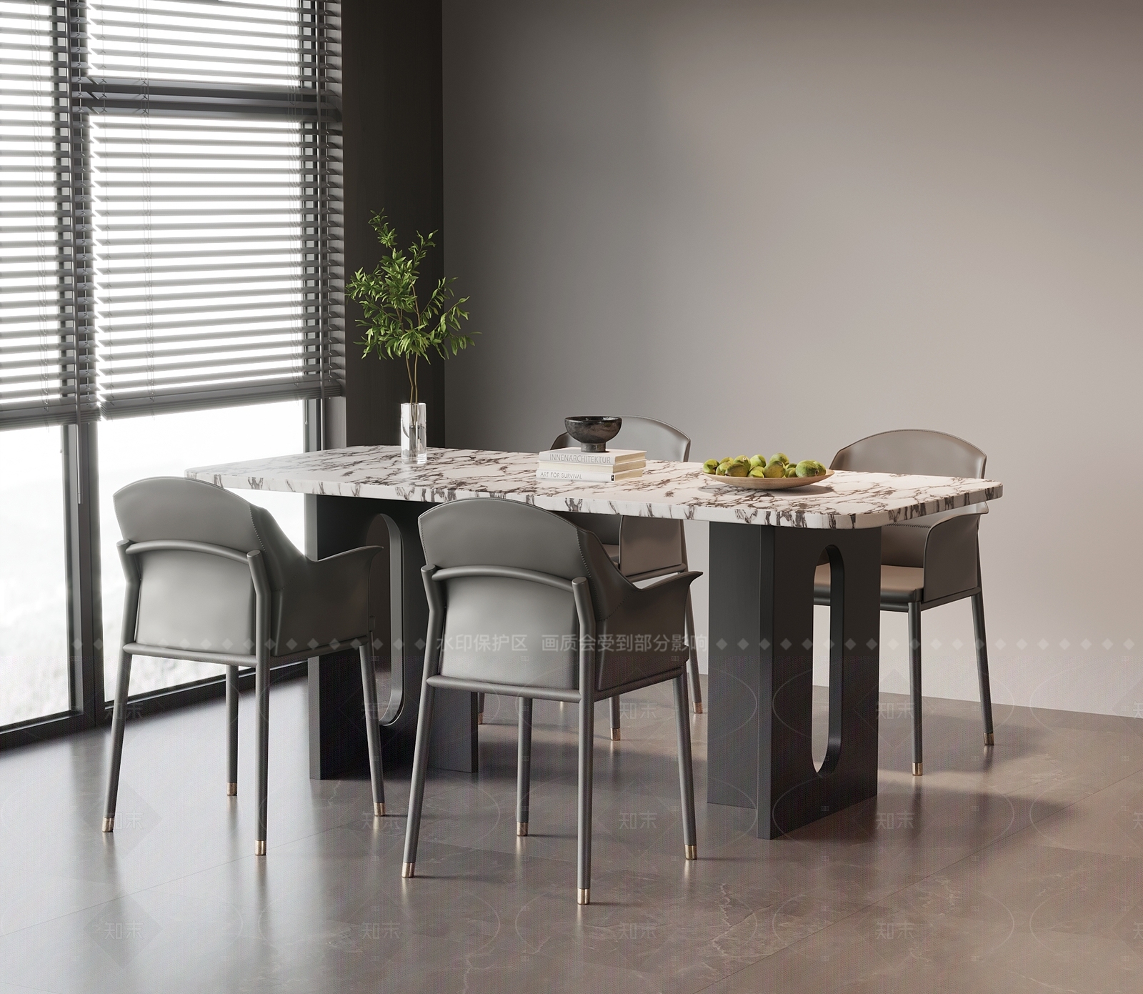 现代意式餐桌椅SU模型下载【ID:1205769071】