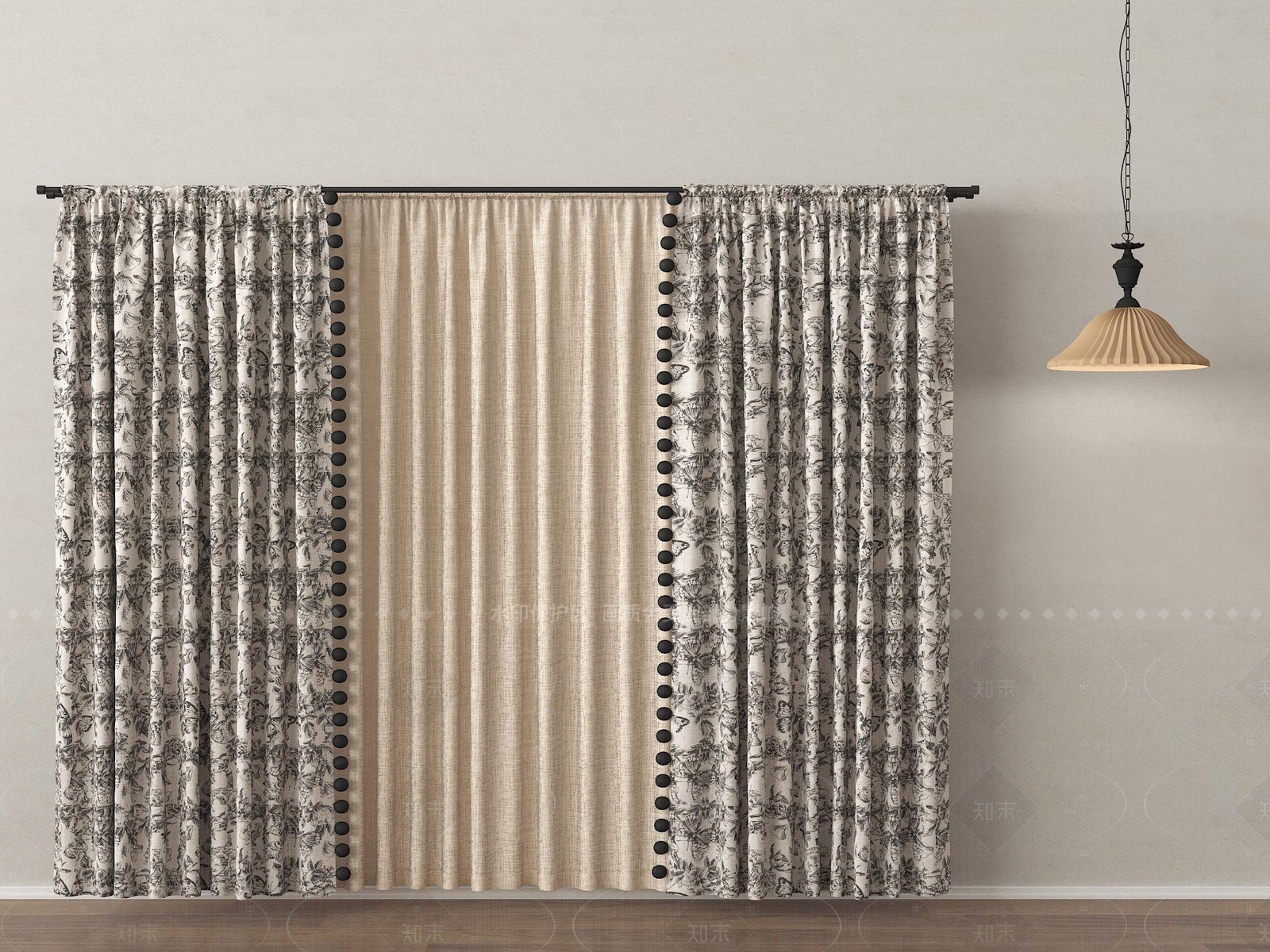 法式窗帘SU模型下载【ID:1205769568】