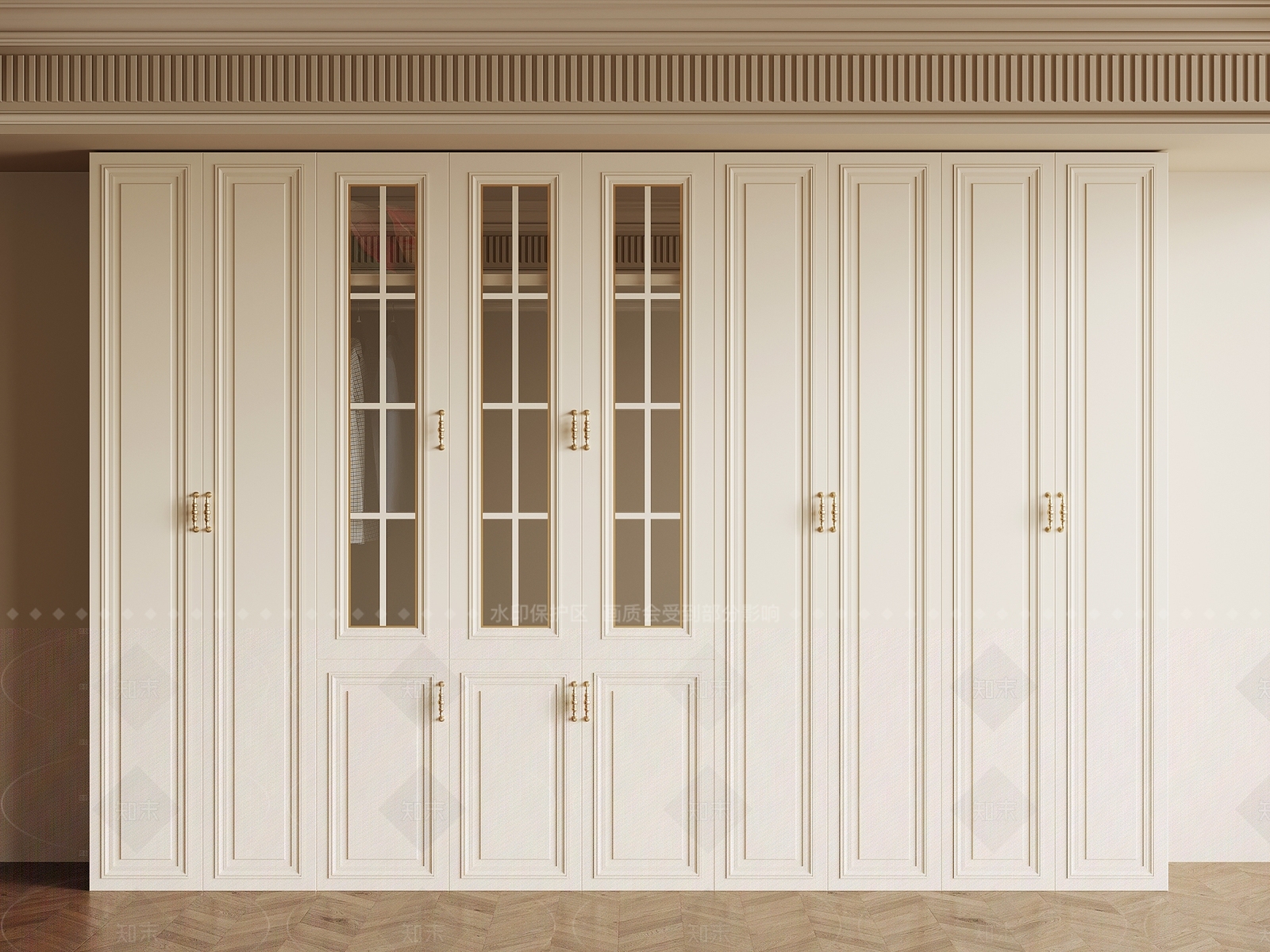 法式奶油衣柜3D模型下载【ID:1205770176】