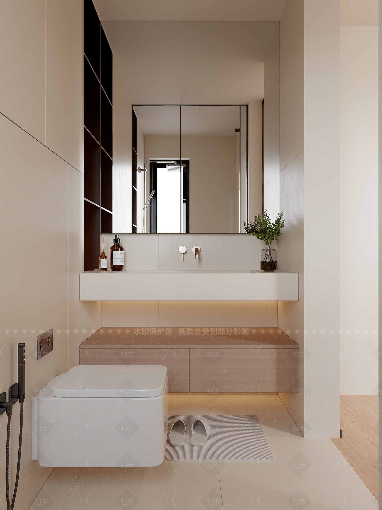 奶油现代卫生间3D模型下载【ID:1205770624】