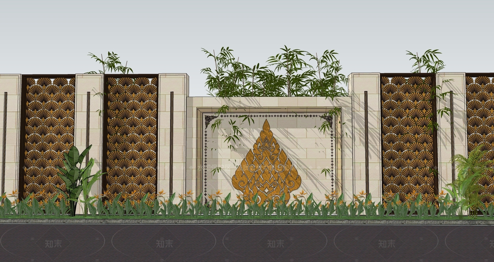 现代景观围栏SU模型下载【ID:1205782999】