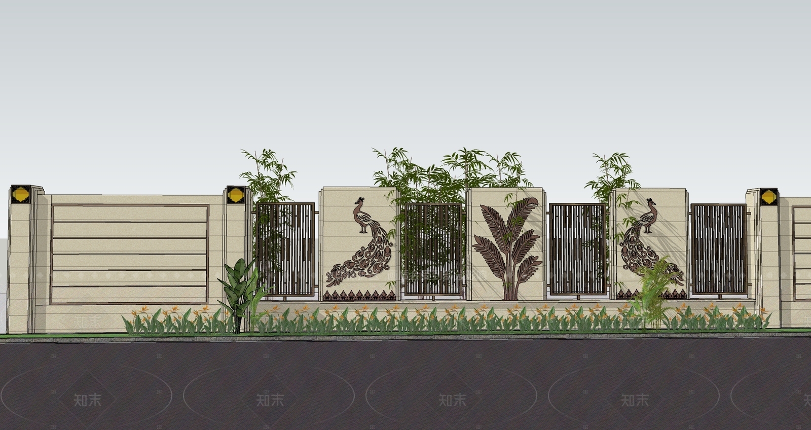 现代景观围栏SU模型下载【ID:1205782906】