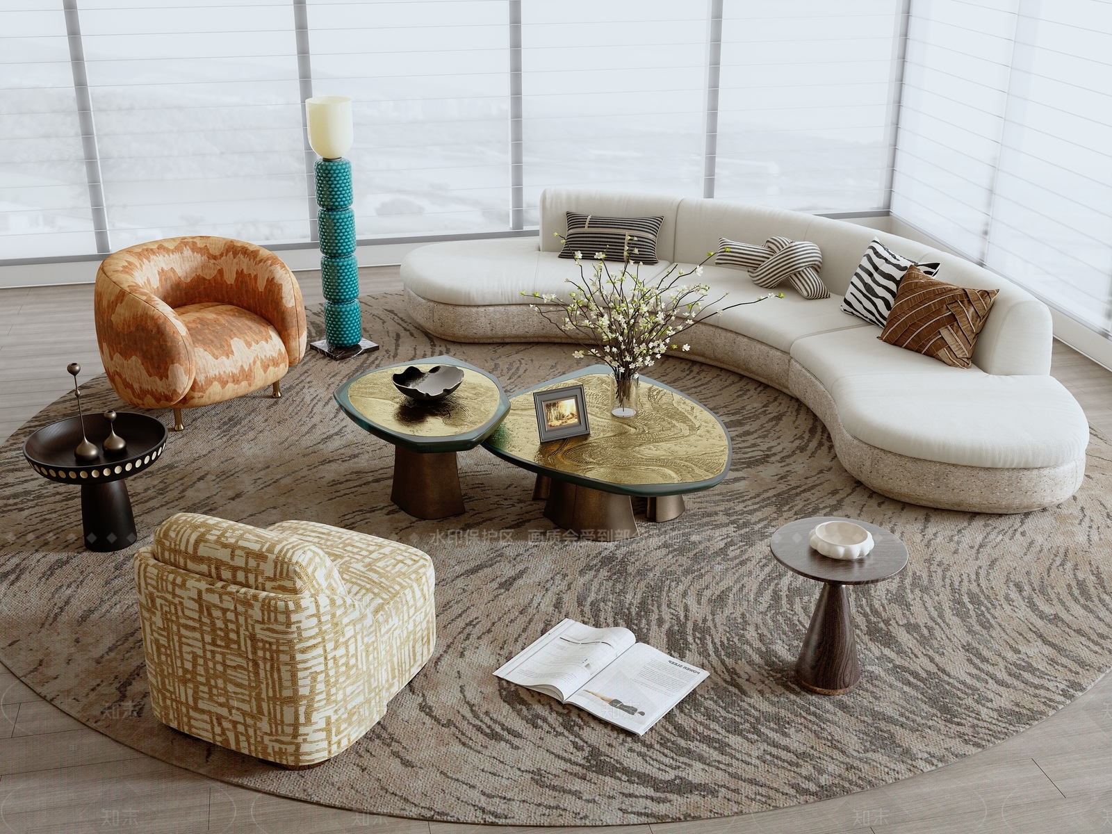 轻奢沙发组合SU模型下载【ID:1205783047】