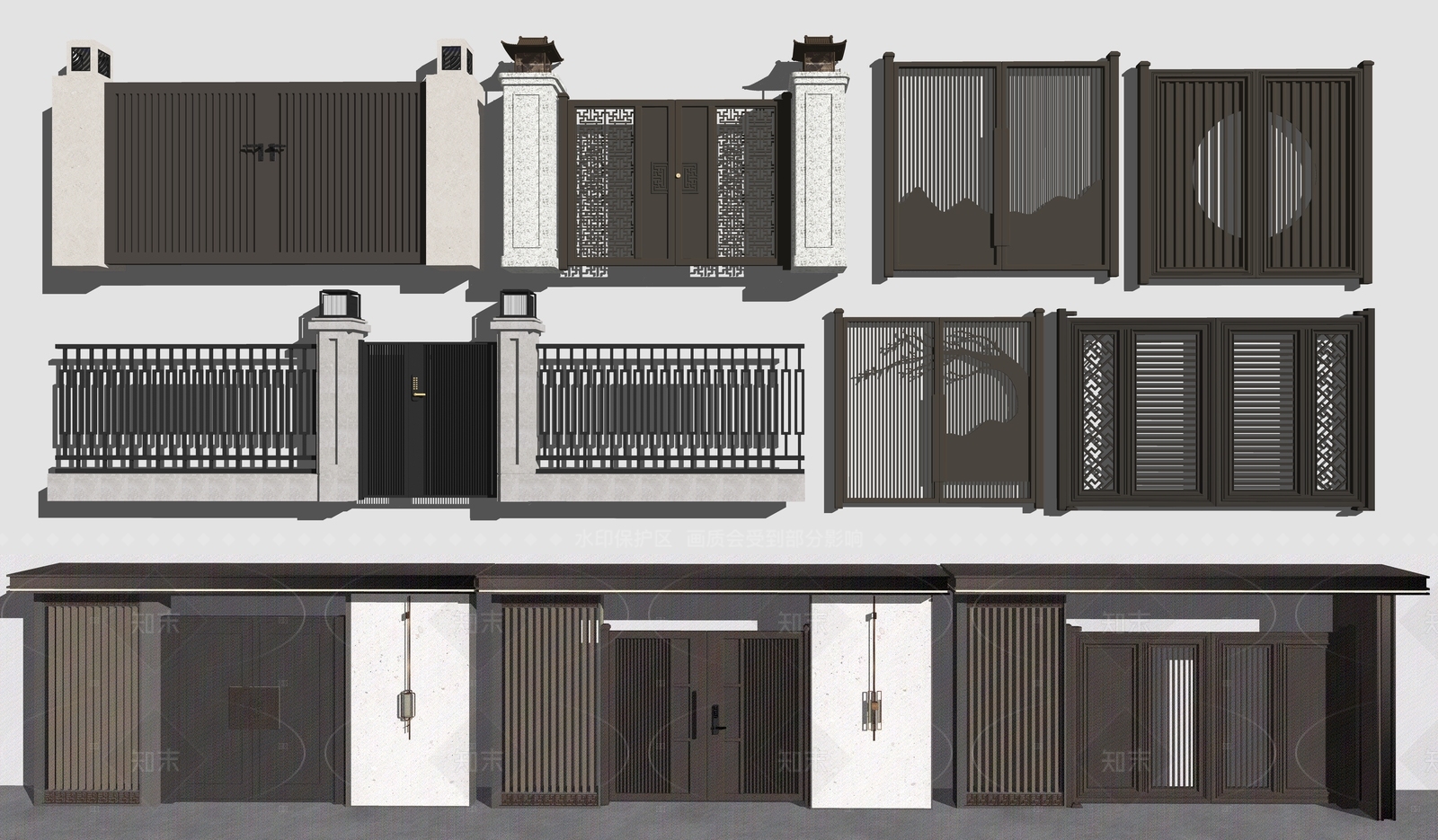 新中式中式庭院门SU模型下载【ID:1205783254】