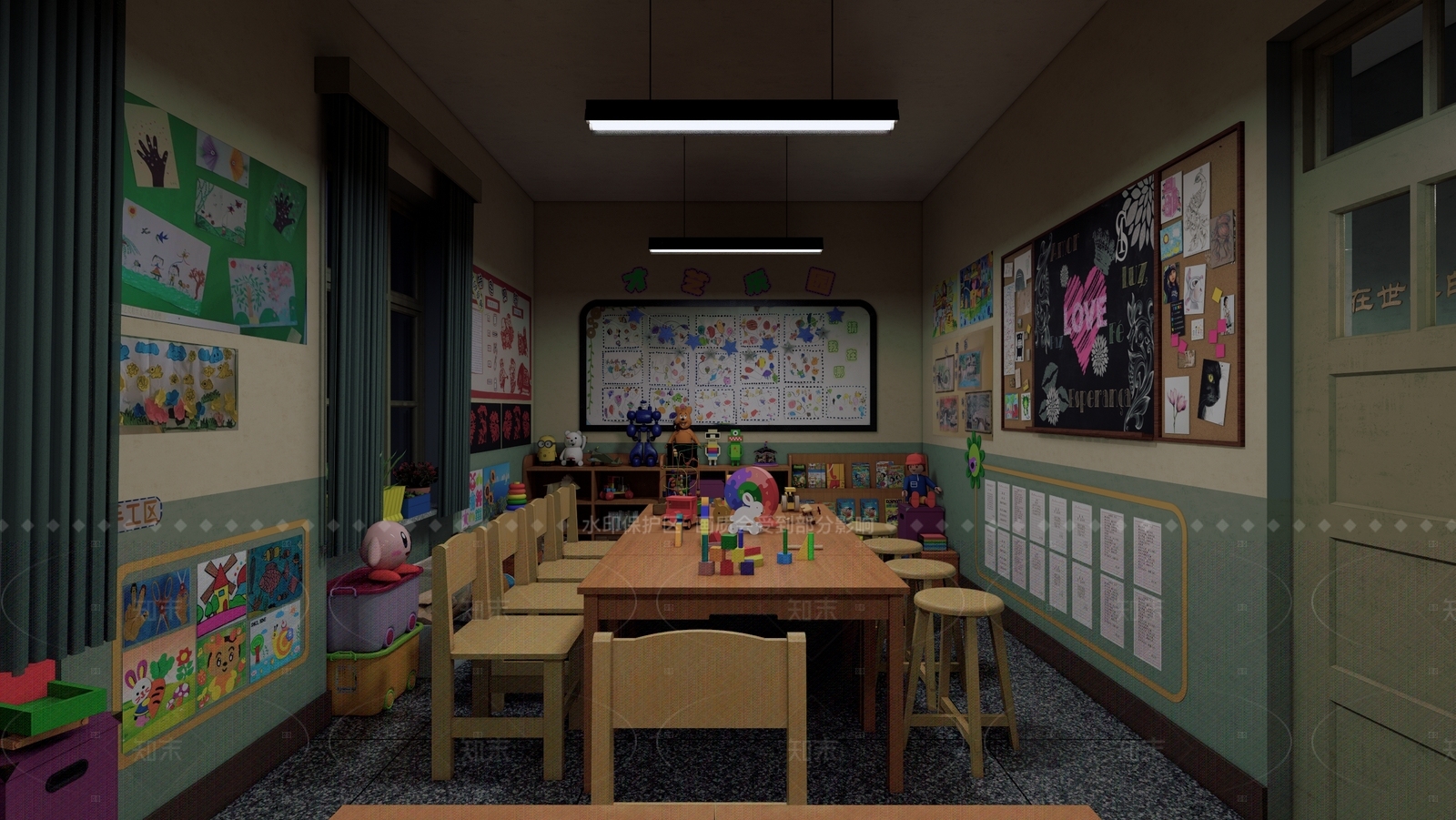 复古活动室SU模型下载【ID:1205783390】