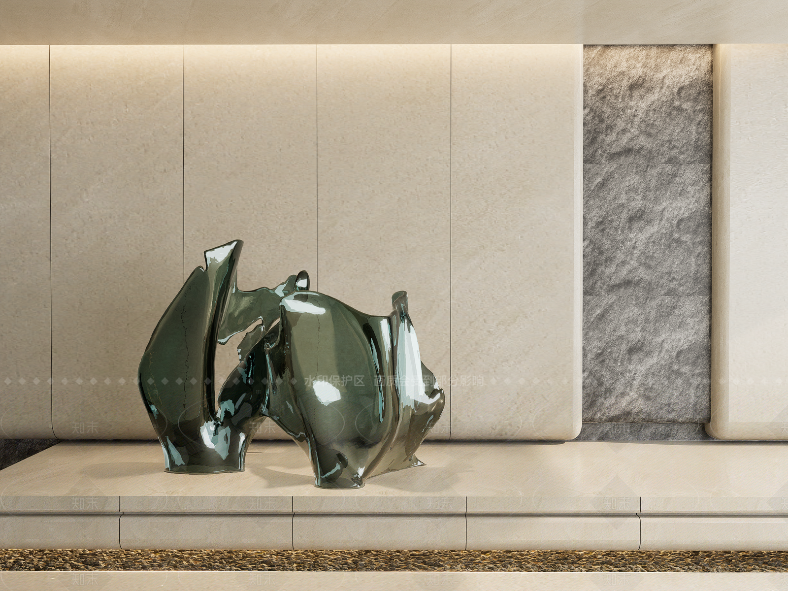 现代新中式雕塑SU模型下载【ID:1205783369】