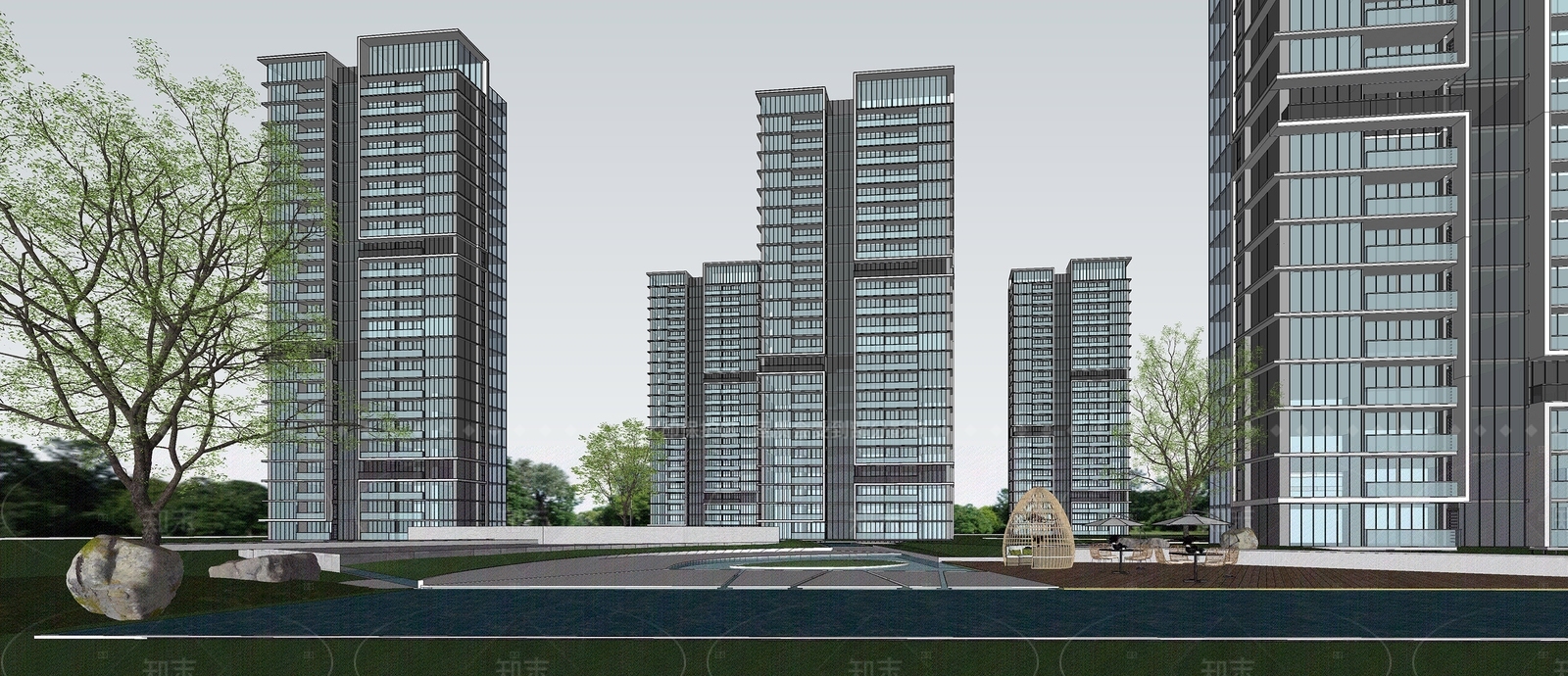 现代简约高层住宅SU模型下载【ID:1205785888】
