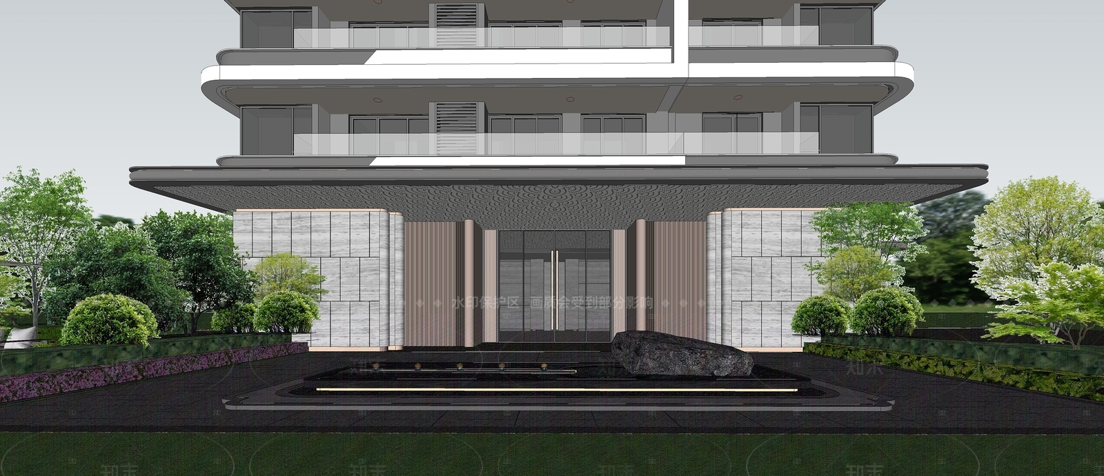 现代轻奢高层住宅SU模型下载【ID:1205786738】