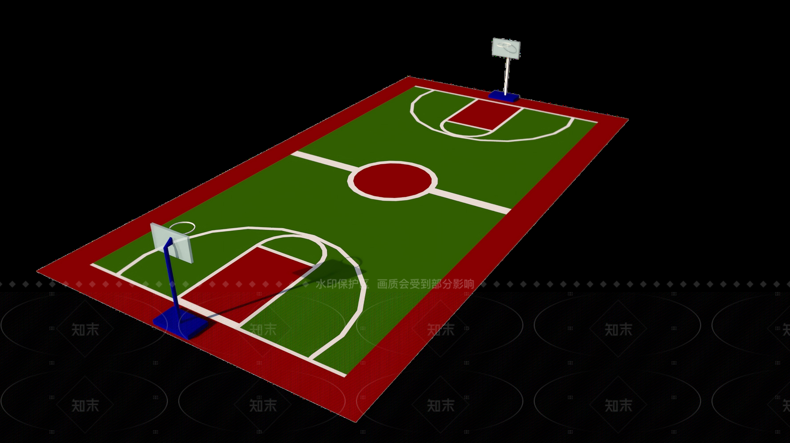 现代篮球场SU模型下载【ID:1205787442】