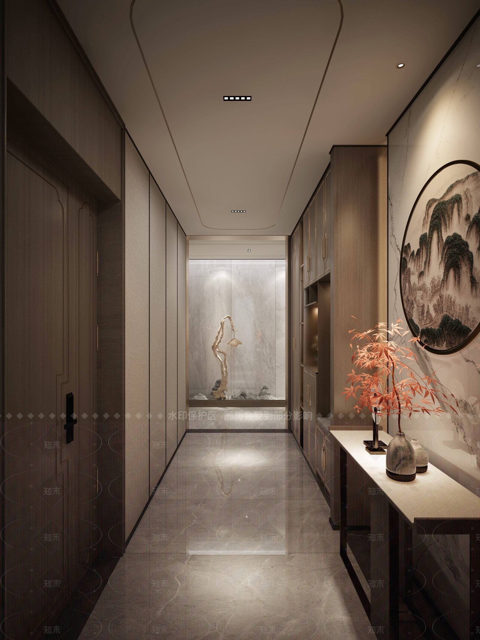 轻奢中式玄关3D模型下载【ID:1205789454】