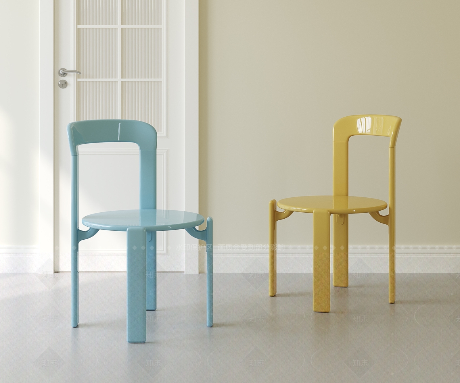 现代奶油餐椅SU模型下载【ID:1205790117】