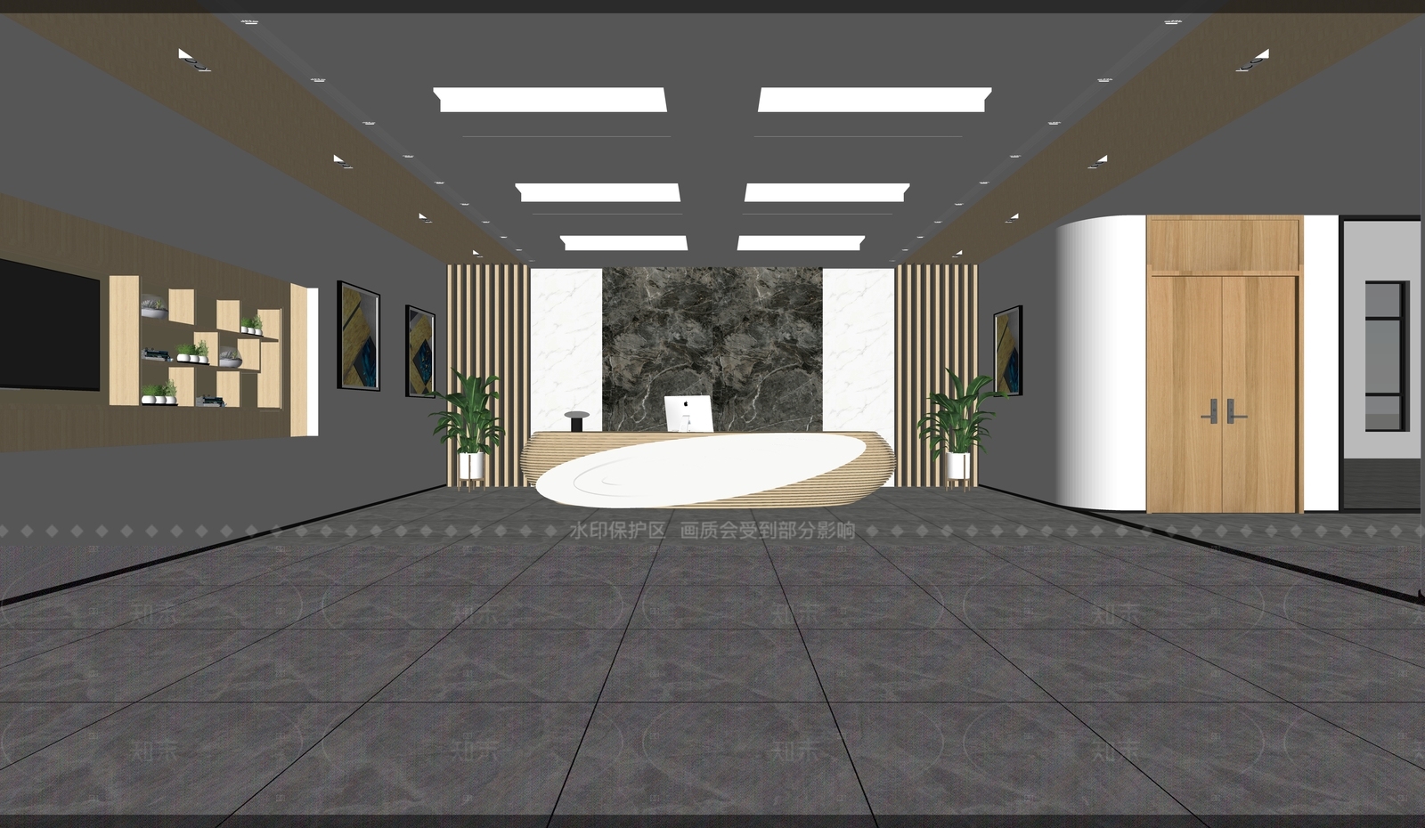 现代办事大厅SU模型下载【ID:1205790079】