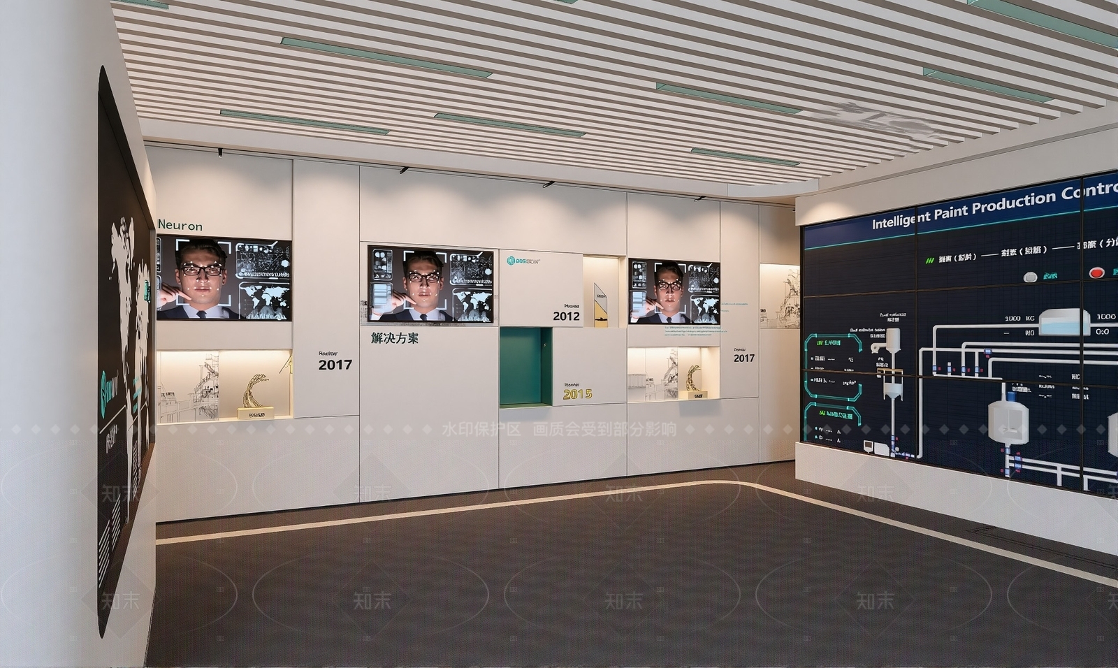 现代企业文化展厅SU模型下载【ID:1205791093】